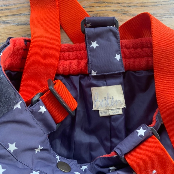 MINI BODEN star print snow pant with suspenders /Kids 9/10/exc cond - Picture 4 of 8
